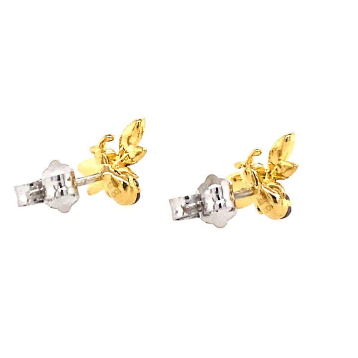 Gold Plated Diamond Bee Stud Earrings