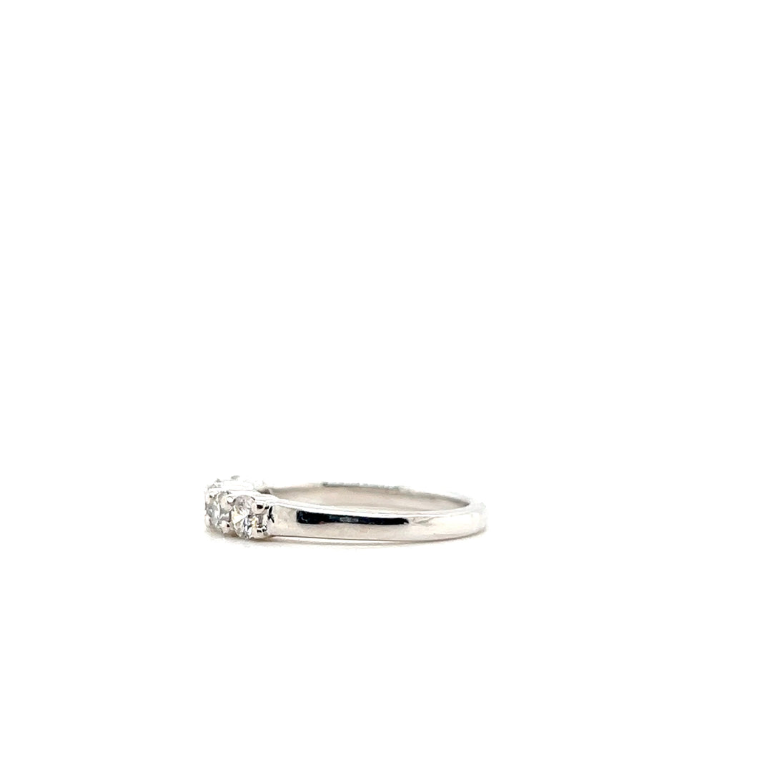 Estate 14K White Gold 0.55CTW Vintage Diamond Five-Stone Wedding Band