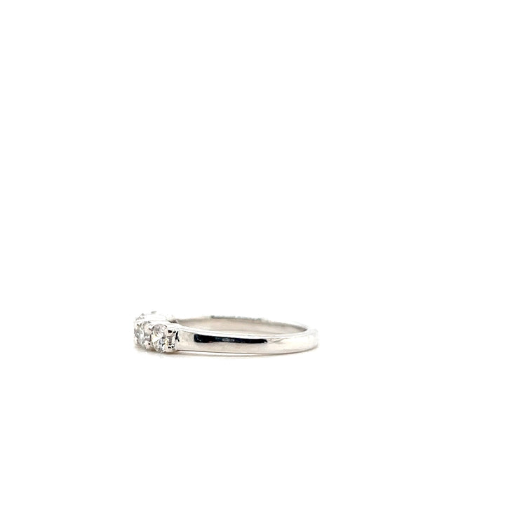Estate 14K White Gold 0.55CTW Vintage Diamond Five-Stone Wedding Band