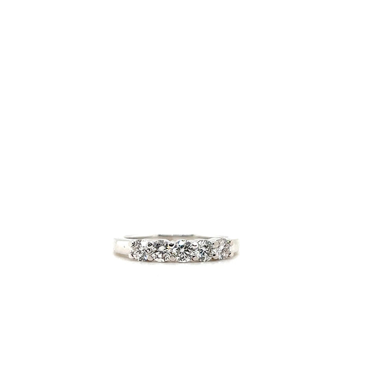 Estate 14K White Gold 0.55CTW Vintage Diamond Five-Stone Wedding Band