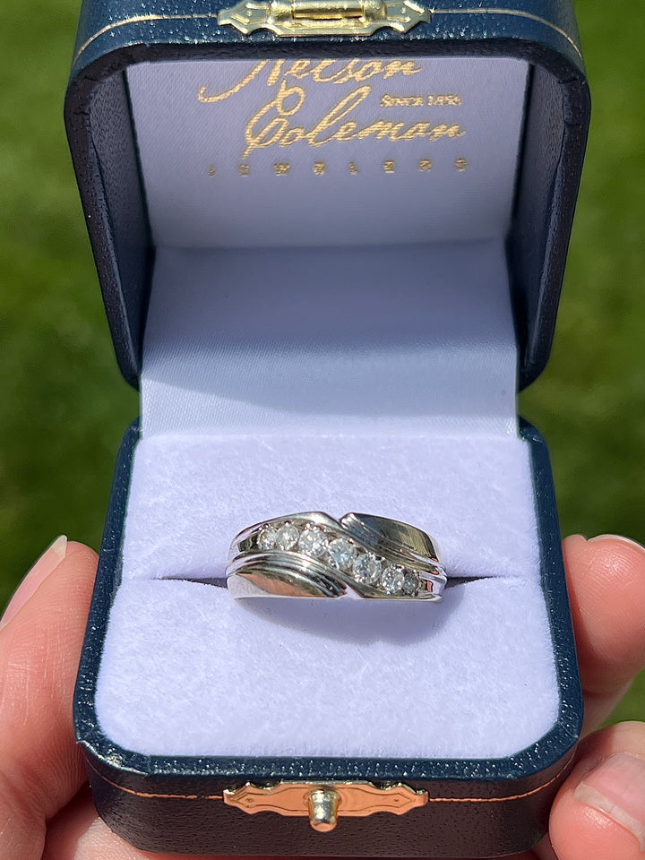 Estate 14K White Gold 0.51CTW Diamond Men's Channel Wedding Band