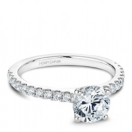 14K White Gold 0.28ctw Diamond Classic Engagement Ring Mounting