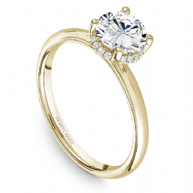 14K Yellow Gold 0.05ctw Diamond Halo Collar Engagement Ring Mounting by Crown Ring
