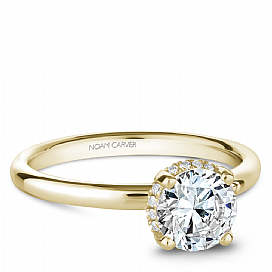 14K Yellow Gold 0.05ctw Diamond Halo Collar Engagement Ring Mounting by Crown Ring