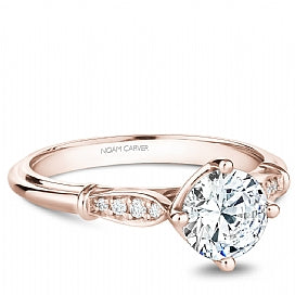 14K Rose Gold 0.06ctw Diamond Engagement Ring Mounting by Crown Ring