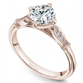14K Rose Gold 0.06ctw Diamond Engagement Ring Mounting by Crown Ring