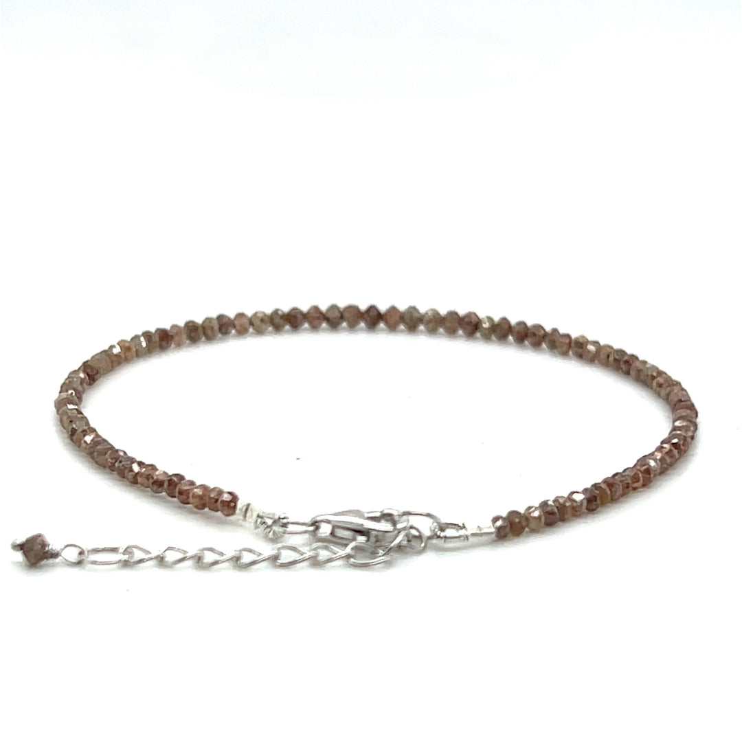 18K White Gold Brown Diamond Bead Bracelet - 7.51 CTW Faceted Design