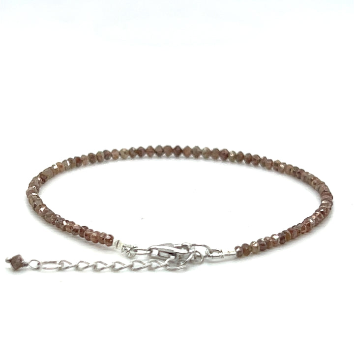 18K White Gold Brown Diamond Bead Bracelet - 7.51 CTW Faceted Design