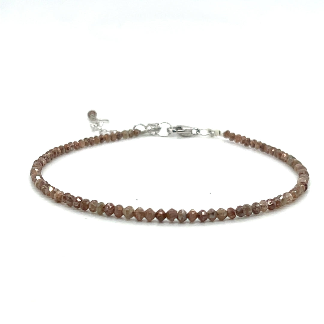 18K White Gold Brown Diamond Bead Bracelet - 7.51 CTW Faceted Design