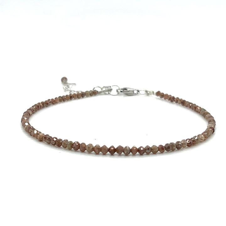 18K White Gold Brown Diamond Bead Bracelet - 7.51 CTW Faceted Design