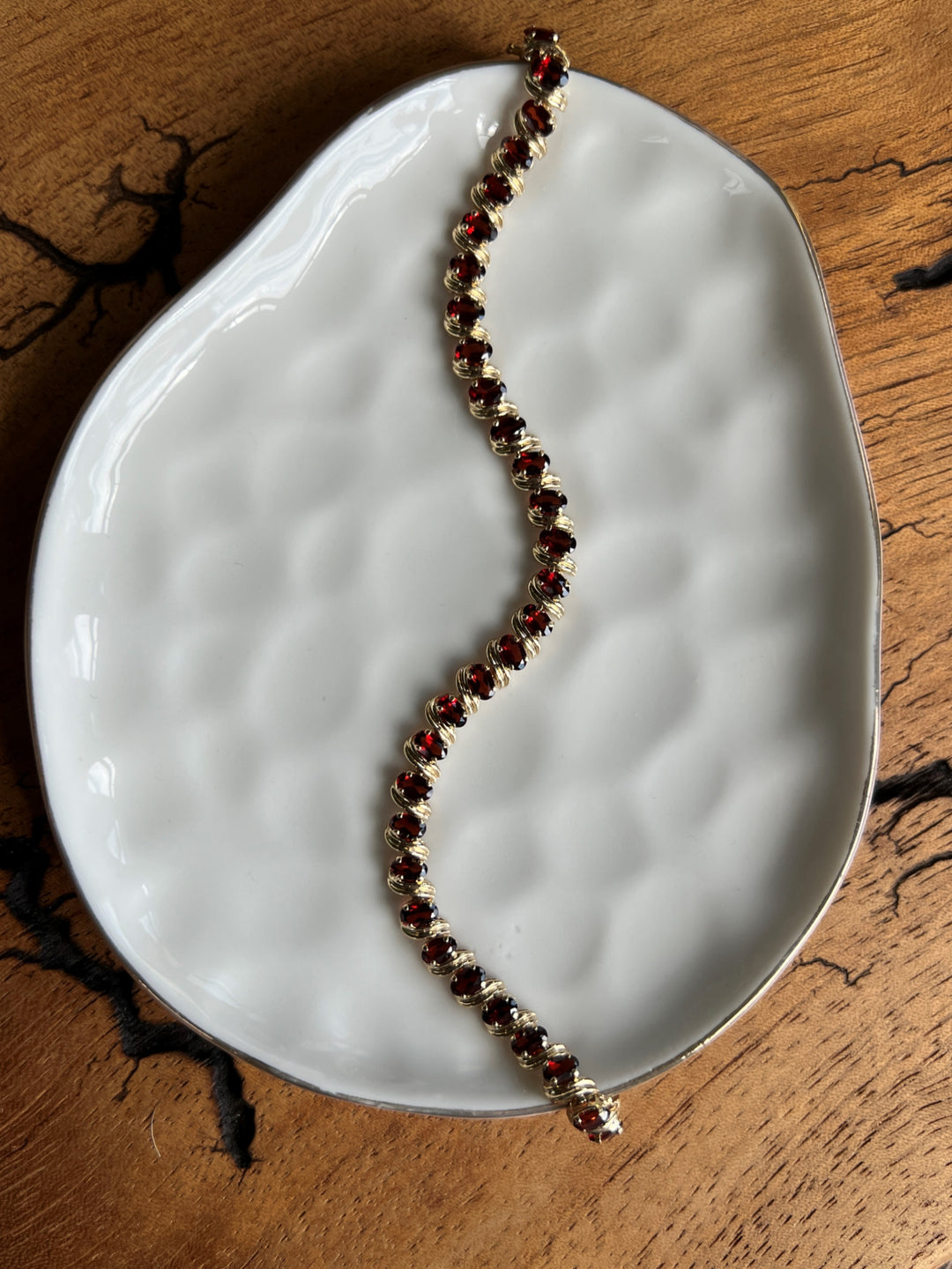 Estate 14K Yellow Gold 9.30CTW Oval Garnet Link Bracelet