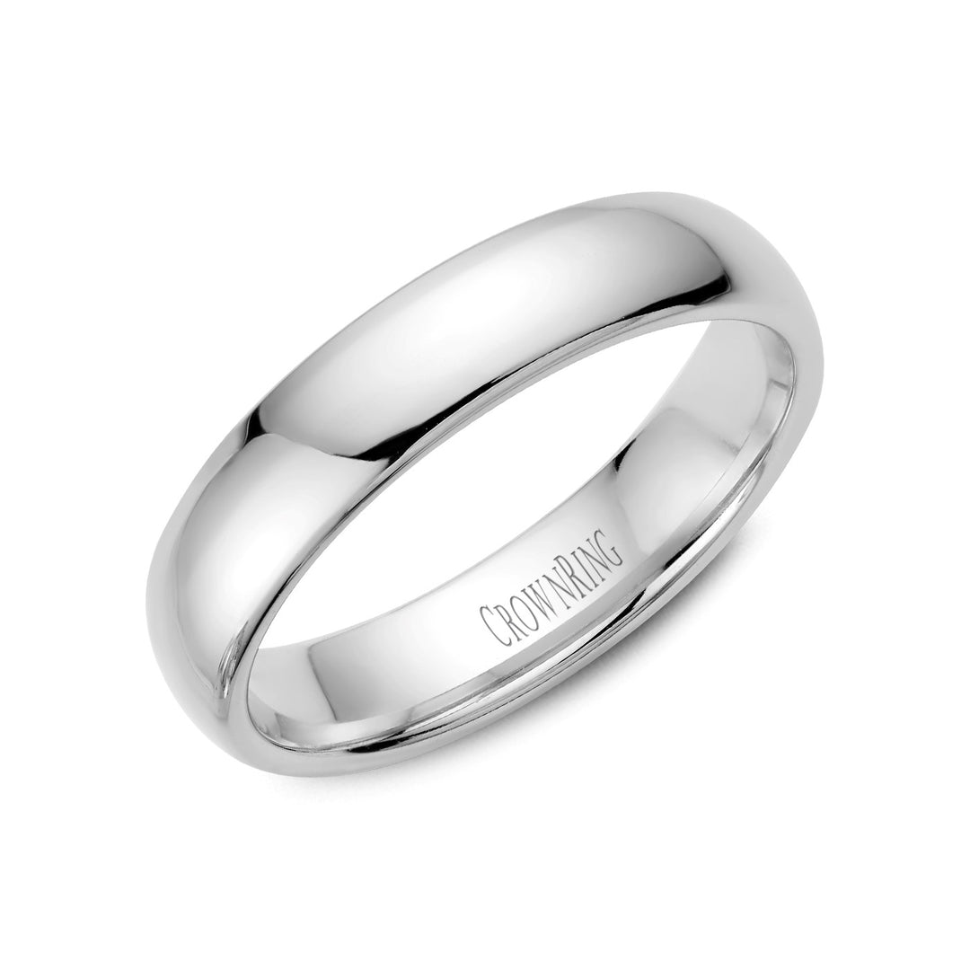 14K White Gold 5mm Heavyweight Men's Wedding Band by Crown Ring
