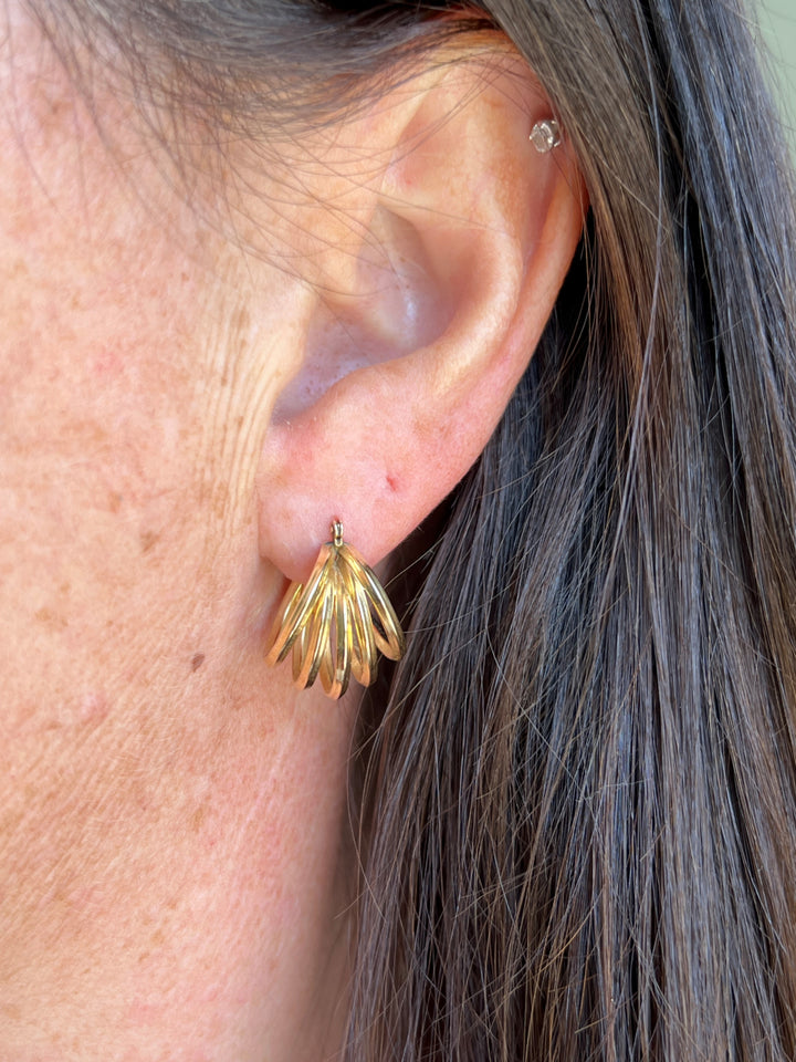 Estate 14K Yellow Gold Multi-Tube Hoop Earrings