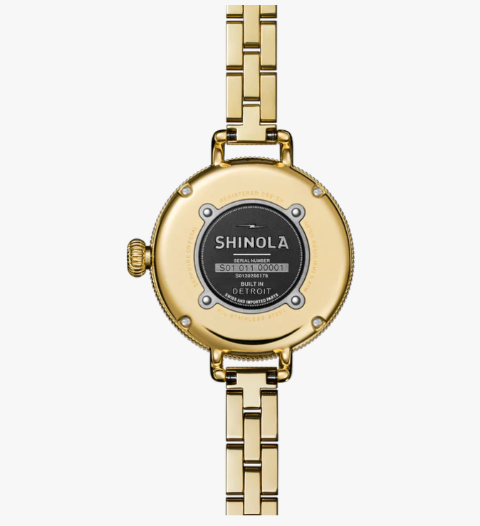 Shinola Birdy 34mm Light Silver Dial Gold-Tone Women's Watch