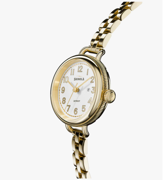 Shinola Birdy 34mm Light Silver Dial Gold-Tone Women's Watch