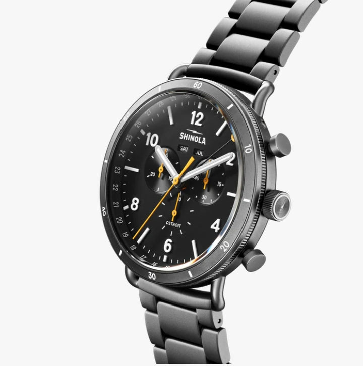 Shinola Canfield Sport 45mm Chronograph Gunmetal PVD Men's Watch
