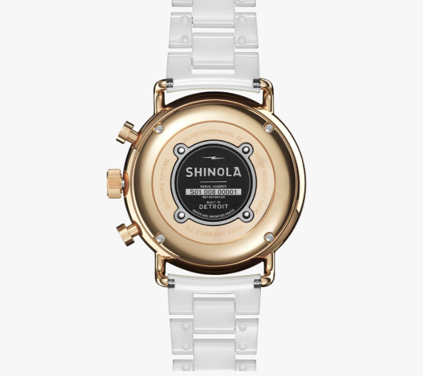 Shinola Canfield Sport 40mm Chronograph White Ceramic Gold-Tone Watch