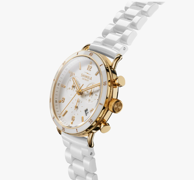 Shinola Canfield Sport 40mm Chronograph White Ceramic Gold-Tone Watch