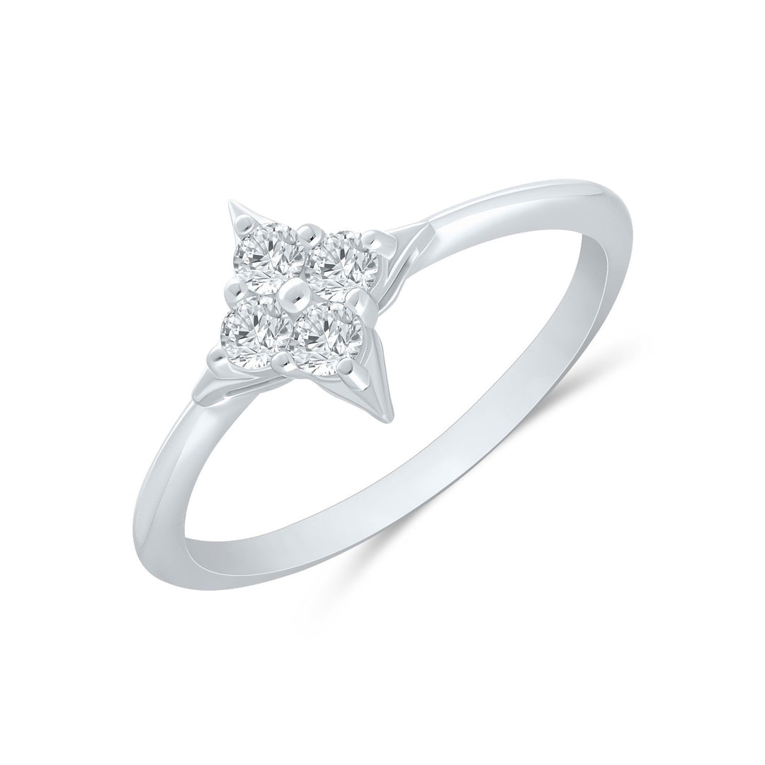 14K White Gold 0.25CTW Diamond Star Ring