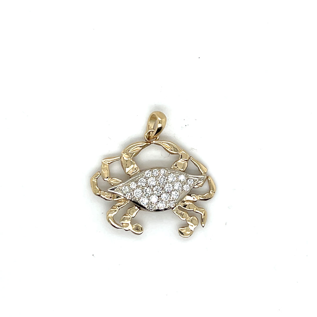 14K Two Tone Gold 0.58CTW Diamond Crab Pendant