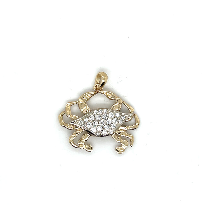 14K Two Tone Gold 0.58CTW Diamond Crab Pendant