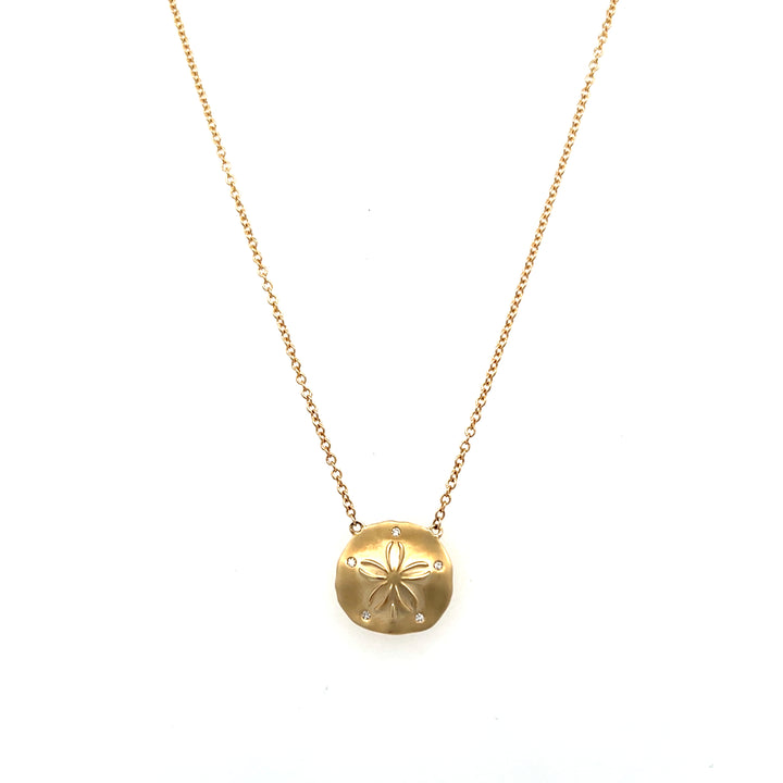 10K Yellow Gold 0.02ctw Diamond Sand Dollar Necklace