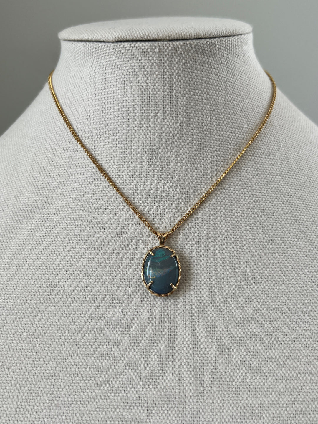 Estate 14KT Yellow Gold Oval Boulder Opal Pendant, ca. 1990's