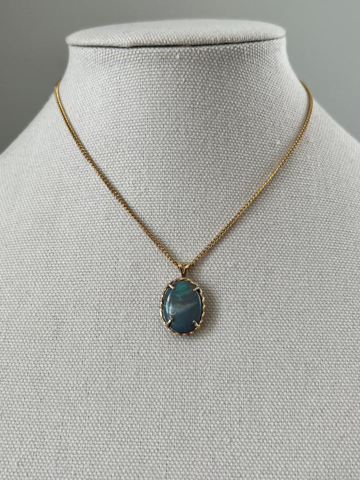 Estate 14KT Yellow Gold Oval Boulder Opal Pendant, ca. 1990's