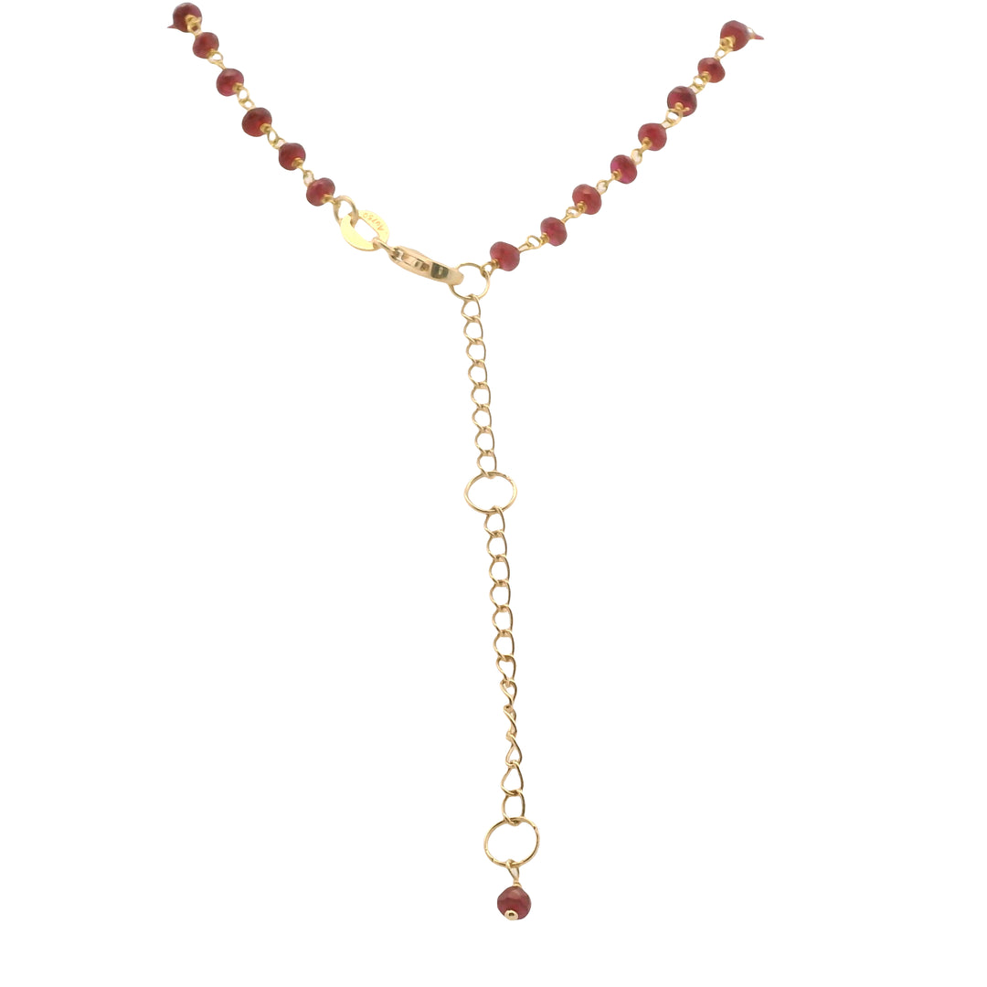 18K Yellow Gold 14.25CTW Ruby Bead Rosary Chain Necklace