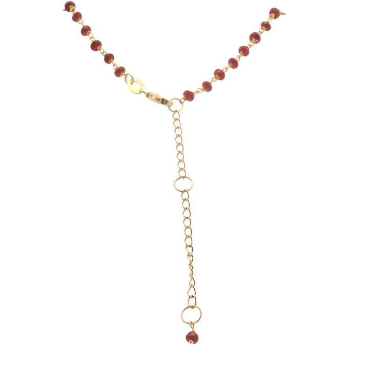 18K Yellow Gold 14.25CTW Ruby Bead Rosary Chain Necklace