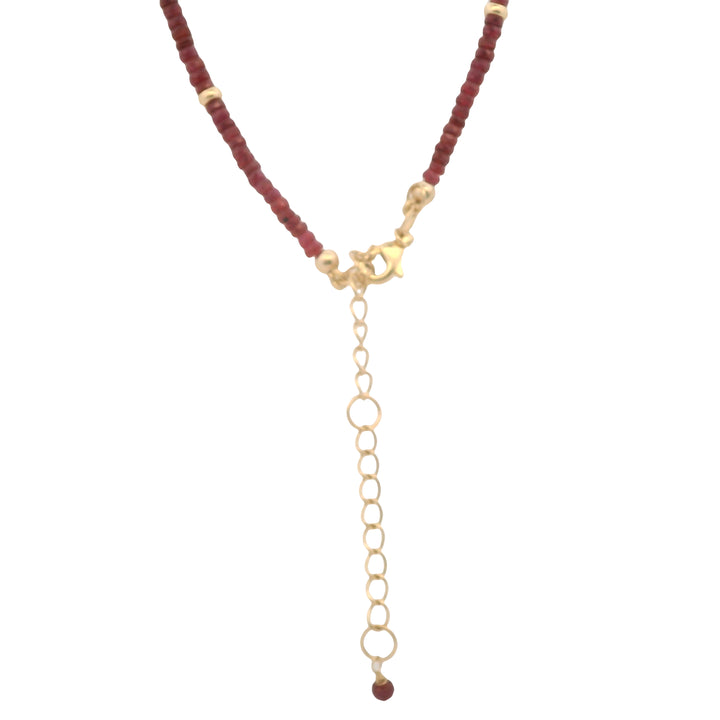 18K Yellow Gold 40.12CTW Ruby Bead Necklace