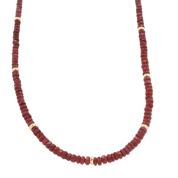 18K Yellow Gold 40.12CTW Ruby Bead Necklace