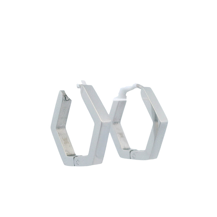 Stainless Steel 18MM Hexagon Hoop Earrings