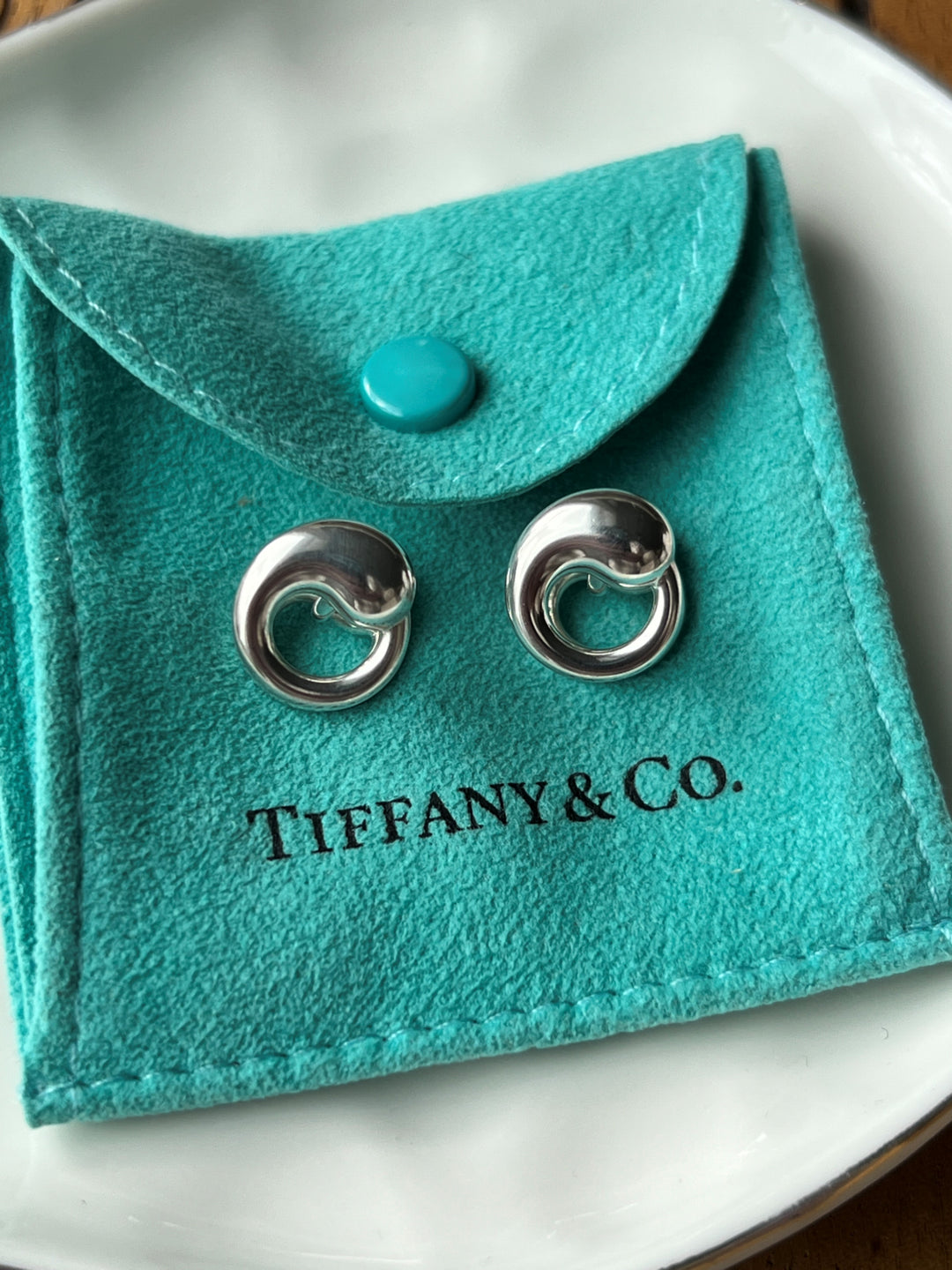 Estate Tiffany & Co. Elsa Peretti Sterling Silver Round Open Circle CufflinkS