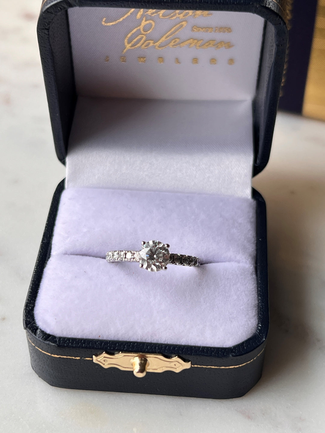 Estate 14K White Gold Leo Diamond Engagement Ring - 1.47 TCW Contemporary Design