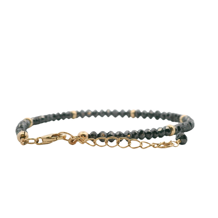 18K Yellow Gold Black Diamond Bead Bracelet - 12.02 CTW with Gold Accents