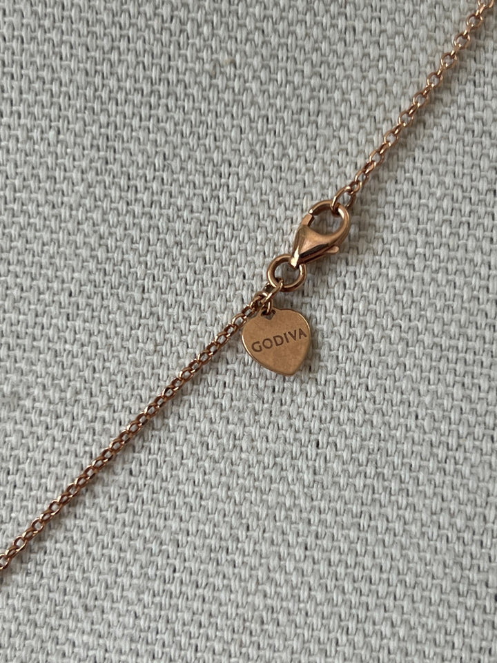 Estate 14K Rose Gold Ruby & Diamond Heart Pendant Necklace from the Le Vian x Godiva Collection