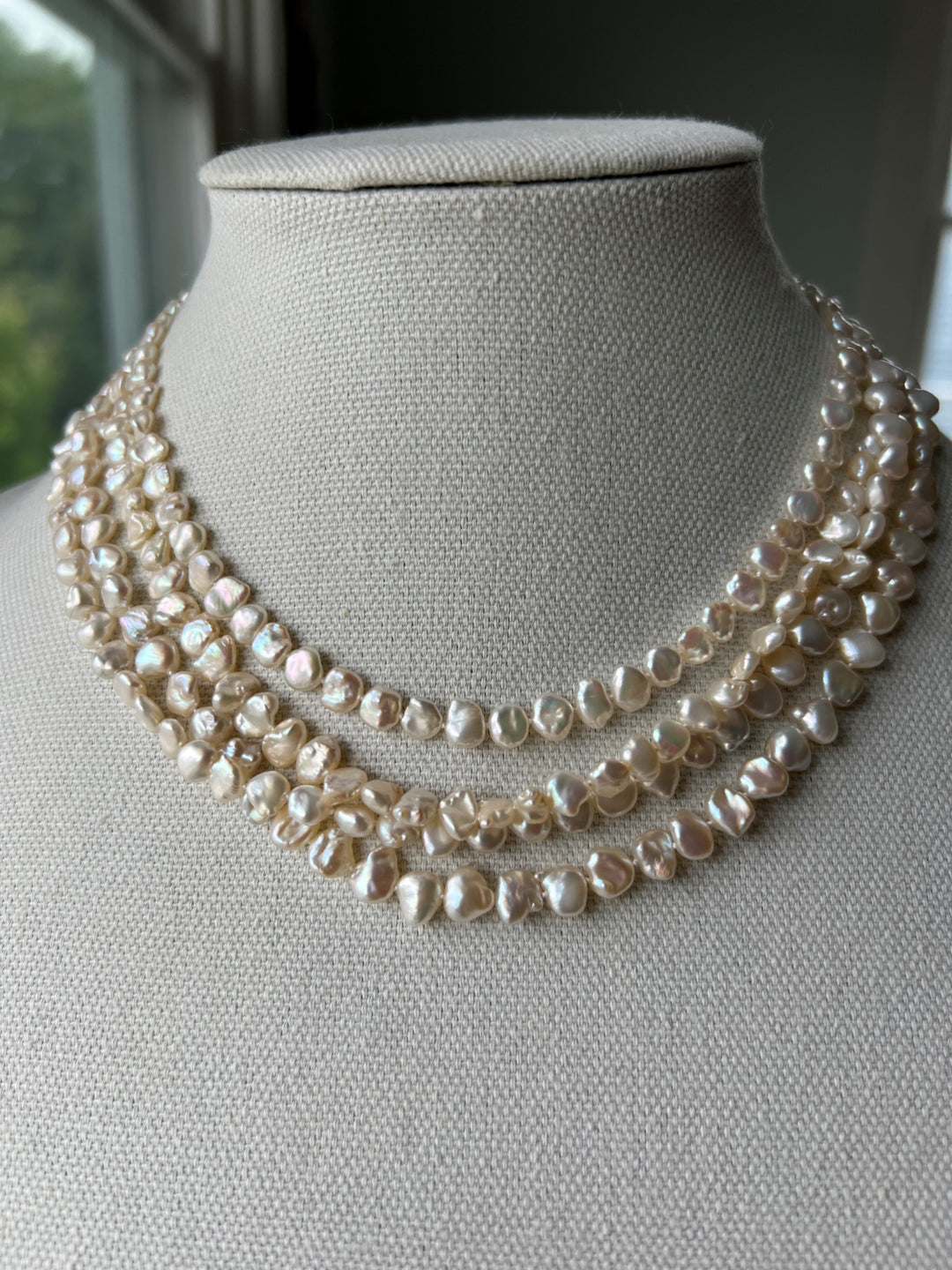 Estate 14K Yellow Gold Keshi Pearl Strand Vintage Necklace