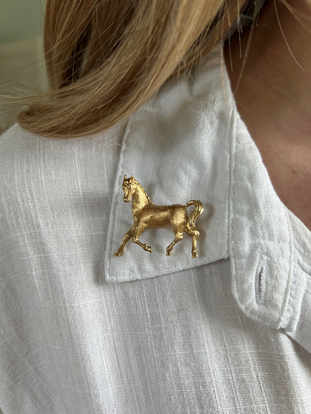 Estate 14K Yellow Gold Horse Figural Vintage Brooch