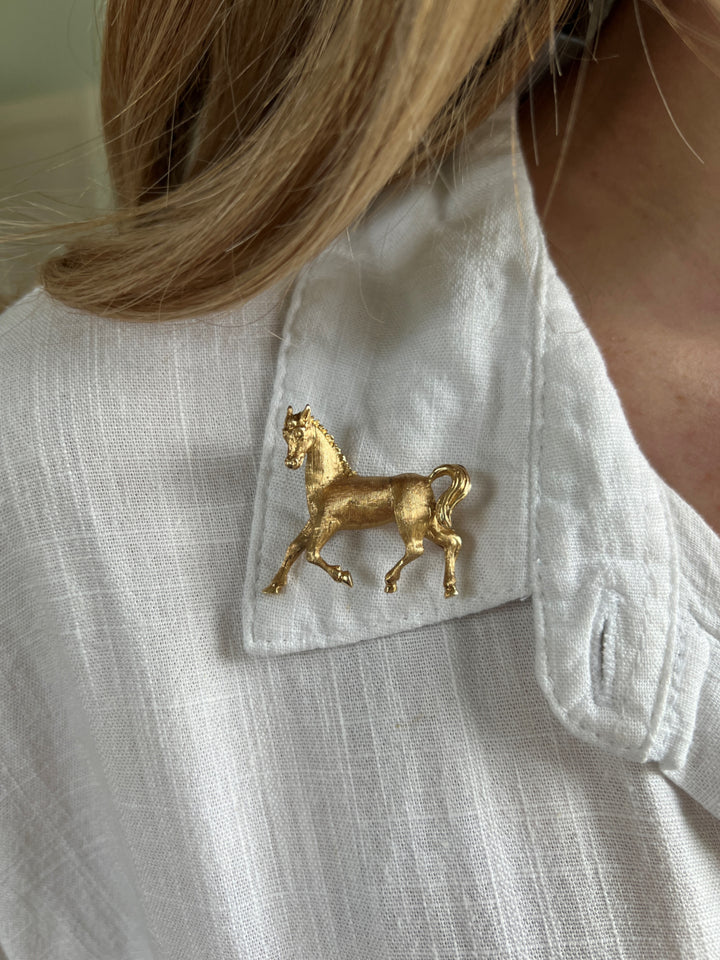 Estate 14K Yellow Gold Horse Figural Vintage Brooch