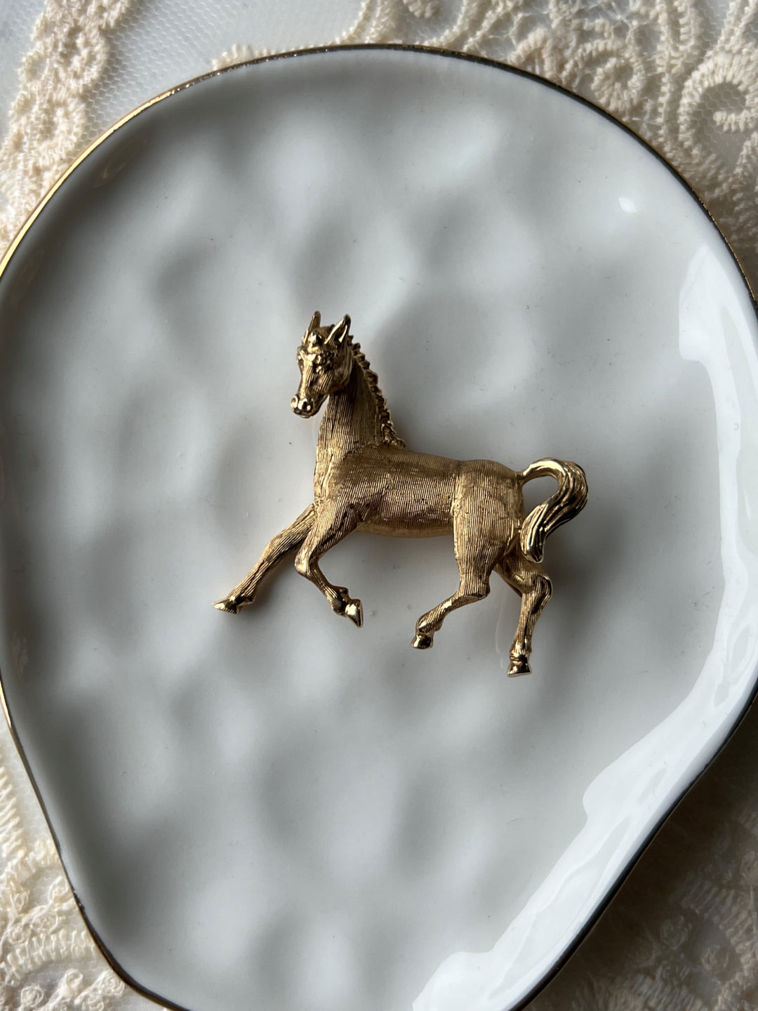 Estate 14K Yellow Gold Horse Figural Vintage Brooch