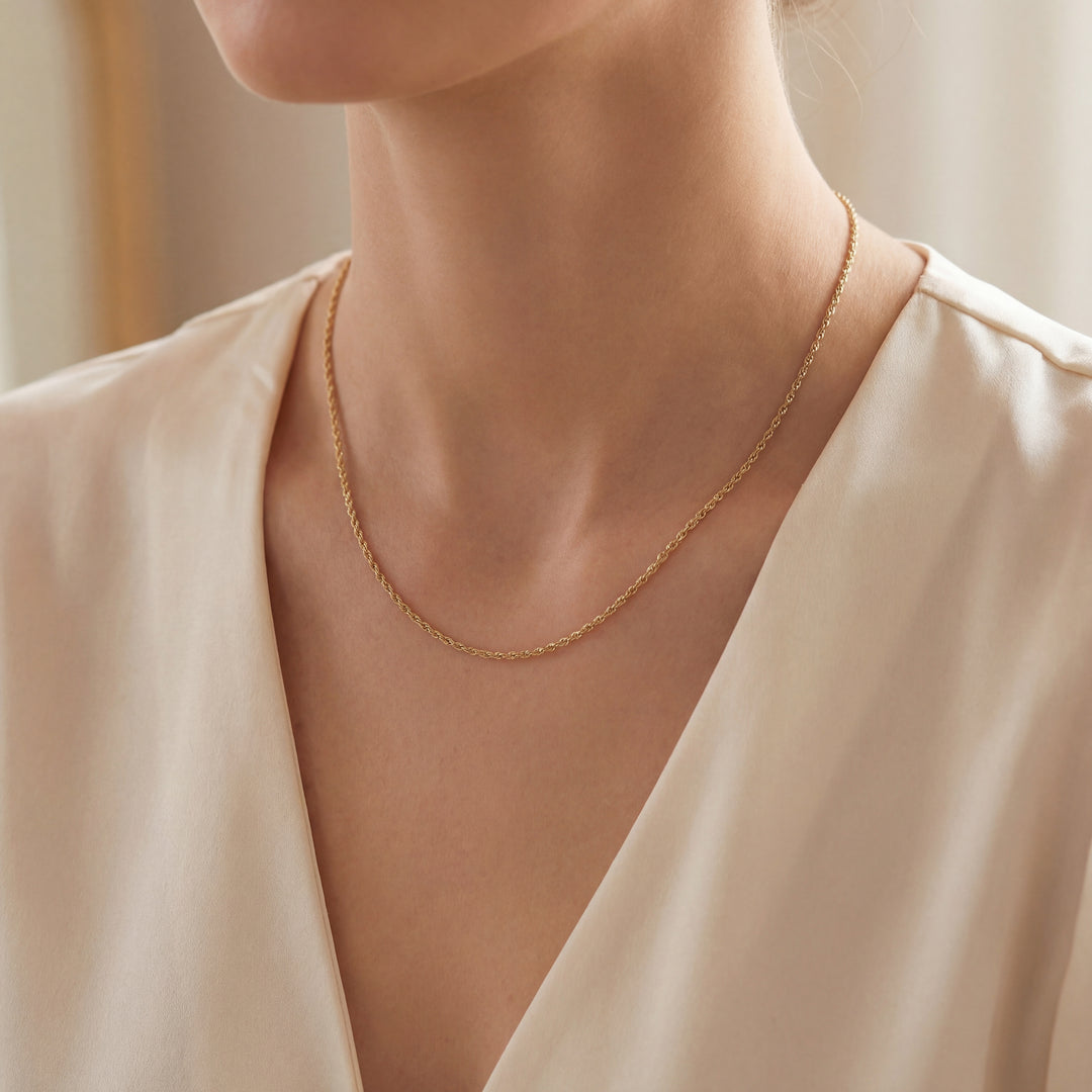 Estate 14K Yellow Gold 1.24MM Rope Chain Necklace