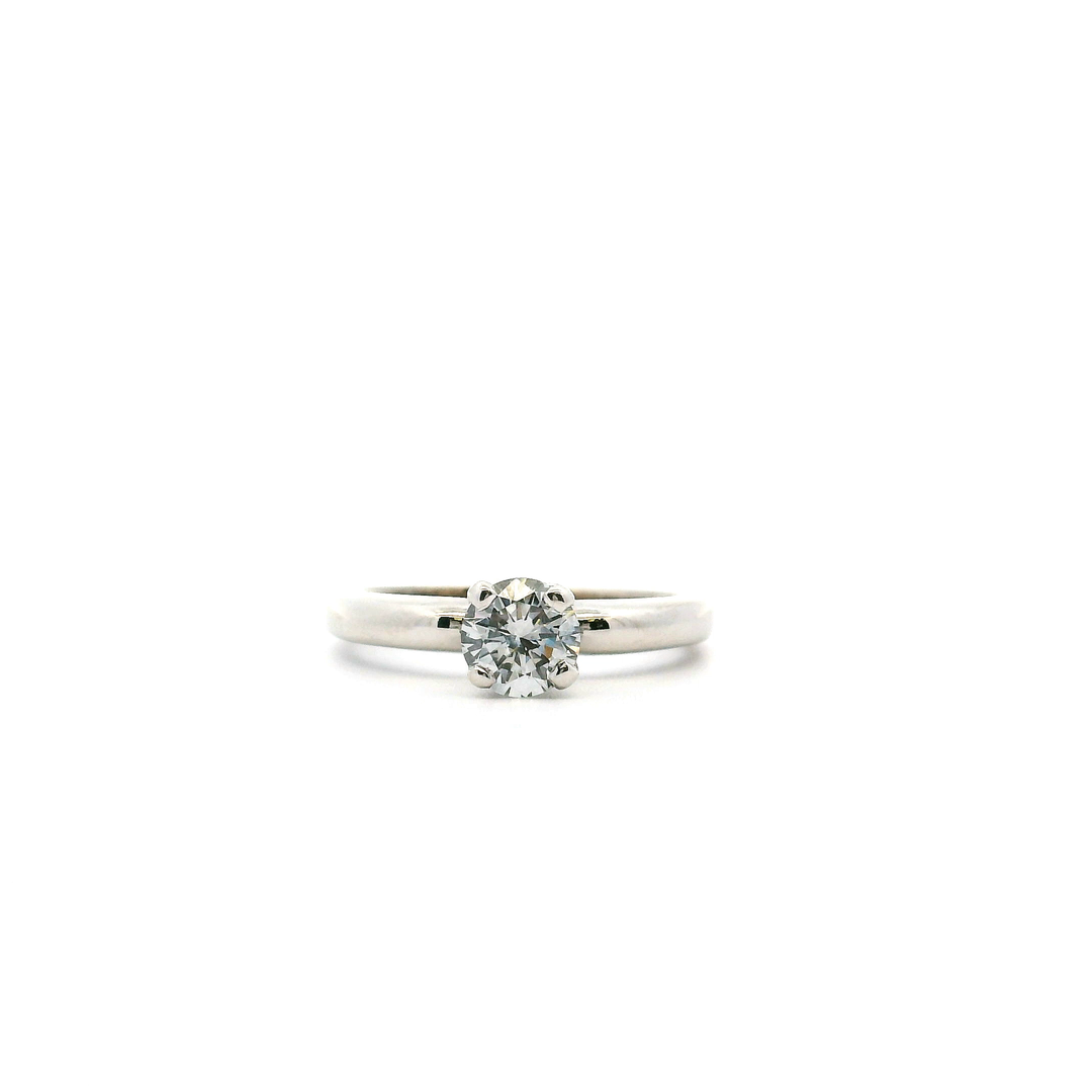 Estate 14K White Gold 0.66CTW Round Diamond Solitaire Engagement Ring