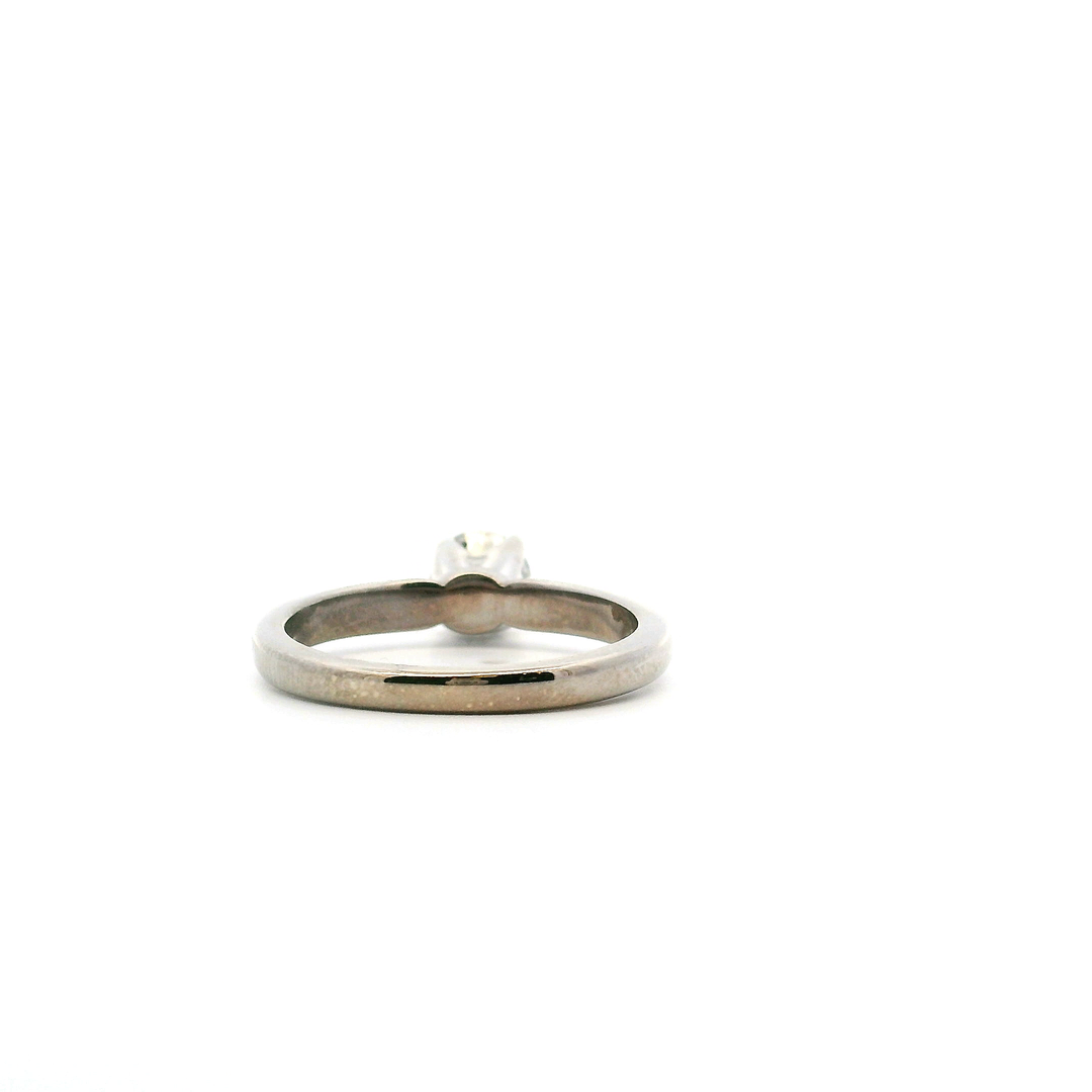 Estate 14K White Gold 0.66CTW Round Diamond Solitaire Engagement Ring