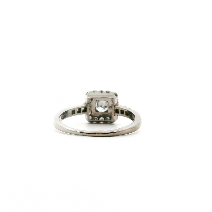 Estate 14K White Gold 0.58CTW Transitional-Cut Diamond Halo Engagement Ring