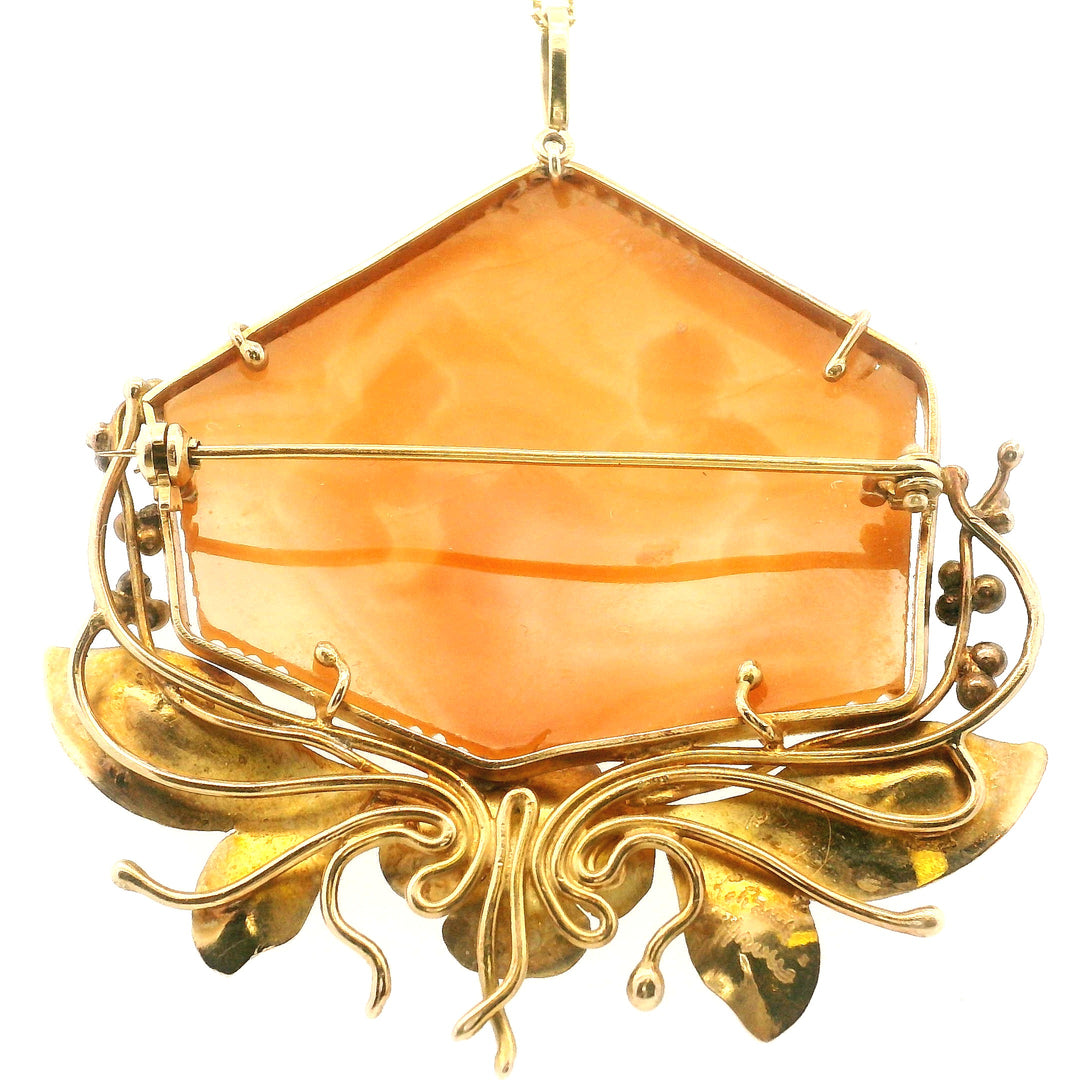Estate 18K Yellow Gold Venus & Cupid Edwardian Cameo Brooch