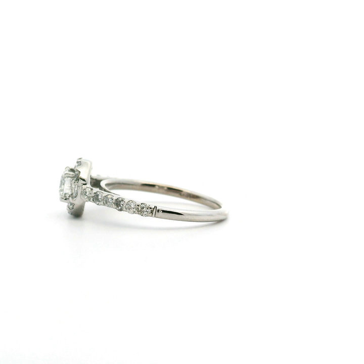 Estate 14K White Gold 1.06CTW  Diamond Halo Engagement Ring