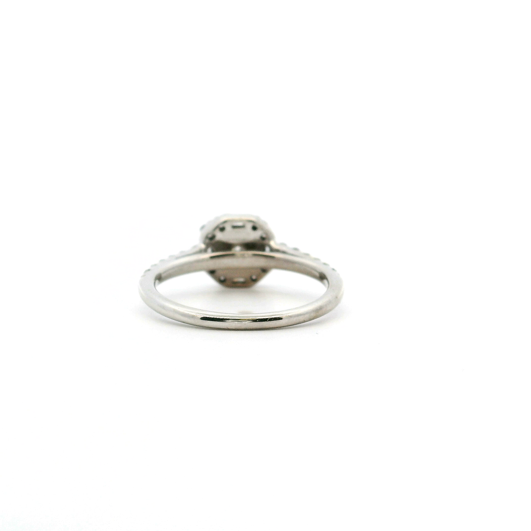 Estate 14K White Gold 1.06CTW  Diamond Halo Engagement Ring