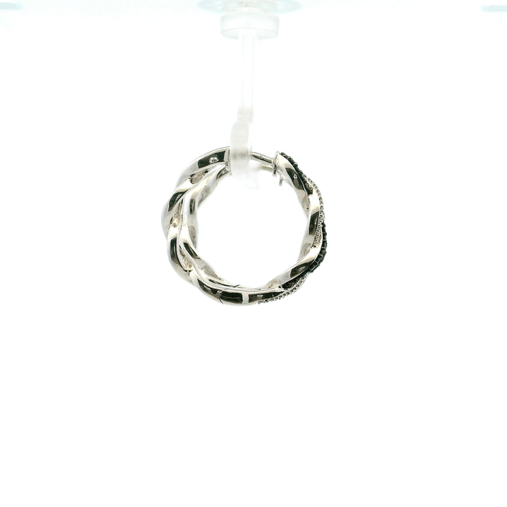 Estate 14K White Gold 0.47CTW Black & White Diamond Twist Hoop Earrings