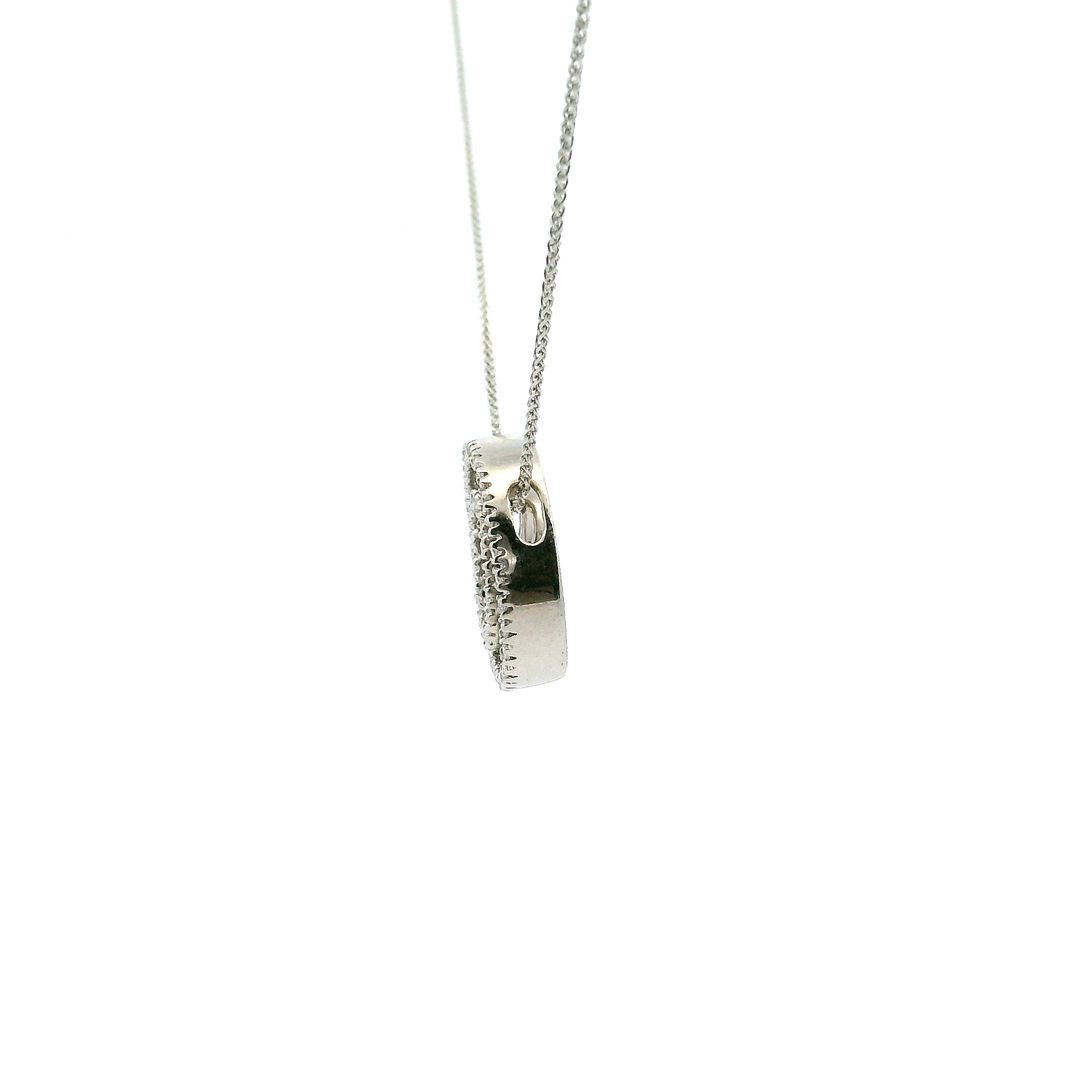 Estate 14K White Gold 0.35CTW Double Open Oval Diamond Pendant Necklace